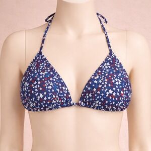 Vineyard Vines Bikini Top Medium Red White & Blue Stars Bead Accents on Ties